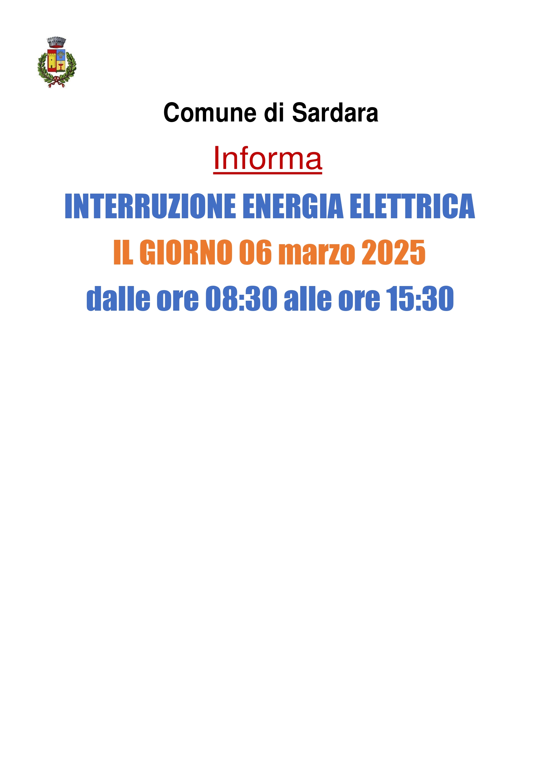 Visualizza la notizia: Avviso di interruzione di energia elettrica