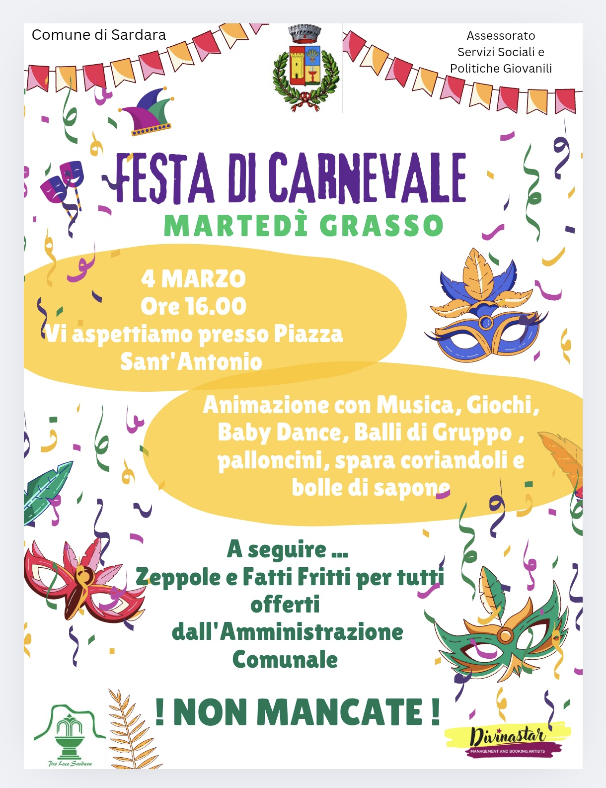 Visualizza la notizia: Festa di Carnevale martedì 4 marzo 2025   ! Non mancate !